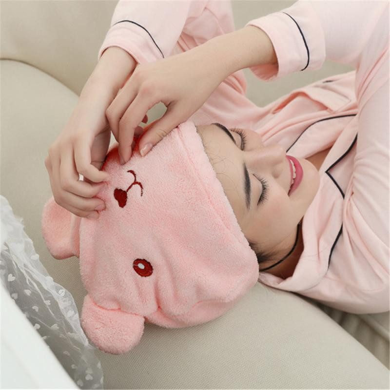 Bonnet séchage rapide Kawaii Ours rose